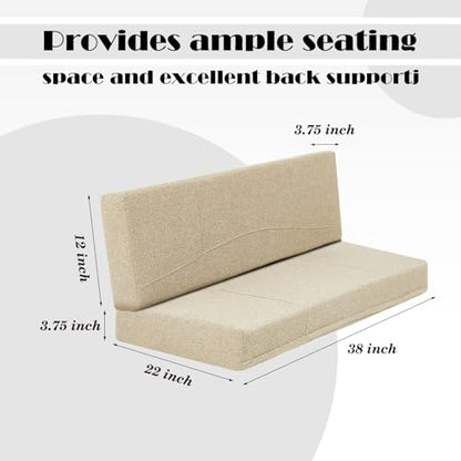 Nuanchu 2 Sets RV Dinette Seats Cushions Replacement with 42D Foam Includes 2 Booth Seats and 2 Backrests Replacement Camper Cushions for RV Dinette Trailer Bed, Oatmeal(38 Inch) - size: 38 Inch