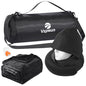 Travel Pillow Blanket Set - Hooded Neck Pillows Airplane with Portable Bag Earplugs, Memory Foam Filling, Long Flights Trip Essentials for Plane, Office, Cars Sleeping