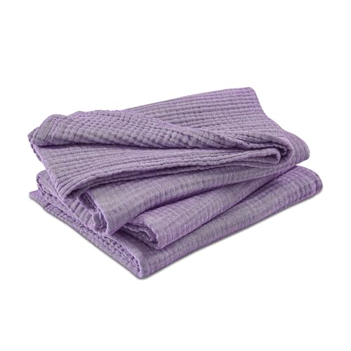 EMME Cotton Muslin Large Throw Blanket Couch Breathable Gauze Soft Lightweight Bed Blankets Adults (Heather Purple, 50"x70") - color: 14 - Purple, size: Large Throw (50" X 70")