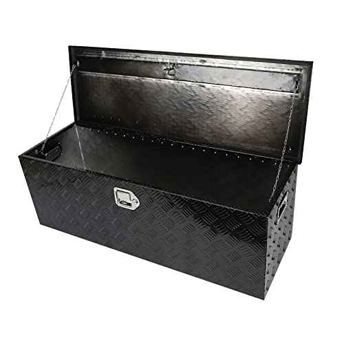 44 Inch Aluminum Black Plated Truck Tool Box Pickup Truck Bed Storage, Waterproof Underbody Box with Lock and Key for RVs, ATVs, Trailer & Truck (44"x15"x*15") - color: Black, size: 44"x15"x*15"