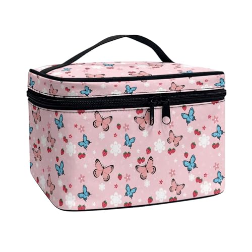 Flashideas Butterfly Cosmetic Pouch Cosmetic Organizer Storage Case Makeup Organizer Bag for Travel Easy to Take with Handle for Jewelry, Lipstick, Cosmetic Box - color: Butterfly 2