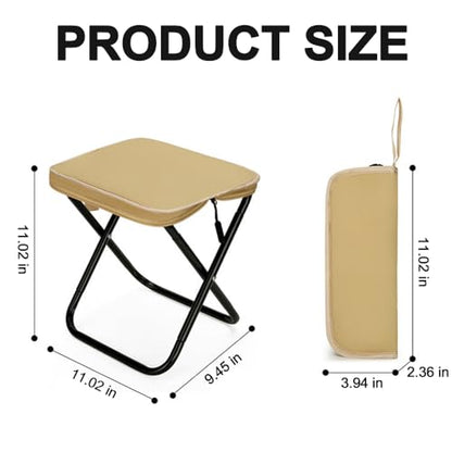 Folding Camping Stools, Portable Collapsible Fishing Stool, Lightweight Compact Foldable Chair for Outdoor Hiking Travel Picnic (Khaki)
