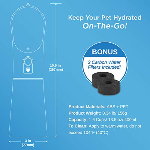 Portable PET Travel DOG on-the-go CAT WATER BOTTLE. Best Leak-Proof Water fountain for small cats, dogs. 12oz - color: Generic