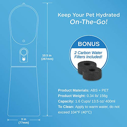 Portable PET Travel DOG on-the-go CAT WATER BOTTLE. Best Leak-Proof Water fountain for small cats, dogs. 12oz - color: Generic