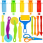 LCY WEDSHI Dough Tool Set, 15 Pcs Dough Tools Sets for Kids Ages 4-8, Dough Accessories Includes Cutters Roller, Rolling Pins, Safety Scissors, Plastic Knife - style: 15pcs