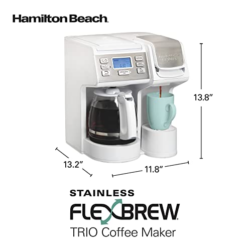 Hamilton Beach FlexBrew Trio 2-Way Coffee Maker, Compatible with K-Cup Pods or Grounds, Combo, Single Serve & Full 12 Cup Coffee Pot, White, Fast Brewing, Removeable Reservoir - color: White, Fast Brewing, Removable Reservoir
