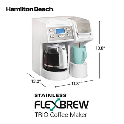 Hamilton Beach FlexBrew Trio 2-Way Coffee Maker, Compatible with K-Cup Pods or Grounds, Combo, Single Serve & Full 12 Cup Coffee Pot, White, Fast Brewing, Removeable Reservoir - color: White, Fast Brewing, Removable Reservoir