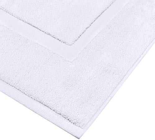 Utopia Towels Cotton Banded Rug, Bath Mats, Not a Bathroom Rug, 21 by 34 Inches, 100% Ring Spun Cotton, Highly Absorbent Shower Bathroom Floor Mat, White, 2 Pack - color: White