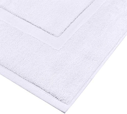 Utopia Towels Cotton Banded Rug, Bath Mats, Not a Bathroom Rug, 21 by 34 Inches, 100% Ring Spun Cotton, Highly Absorbent Shower Bathroom Floor Mat, White, 2 Pack - color: White