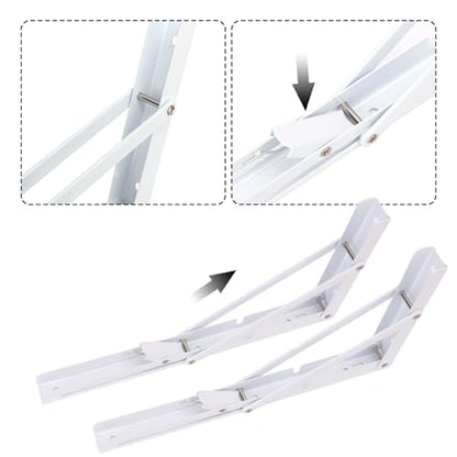 10 Pack 12 Inch White Folding Shelf Brackets with Screw, Collapsible Shelf Bracket Wall Mounted, Heavy Duty Folding Shelf Brackets for Wood Shelves, Wall-Mounted Tables & More - size: 10 Pack 12 Inch White