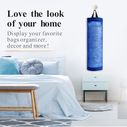 TOGETRUE Plastic Bag Holder, Mesh Grocery Bag Holder Hanging Storage Bag Dispenser (Navy Blue 2 Packs) - color: Navy Blue 2 Pack