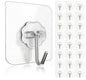 Adhesive Wall Hooks, Clear, Plastic, Heavy Duty, 16 Pack