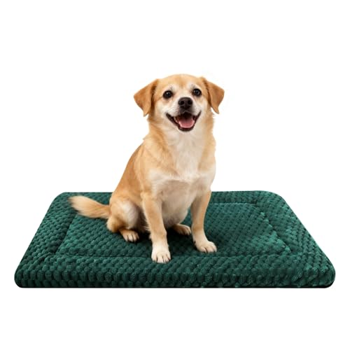 Dog Bed Mat - Dog Crate Pad - Reversible Mat for Pet Comfort - Soft Bed Crate Pads for All Seasons - Durable, Machine Washable Mat for Crates, Travel, and Home (Dark Green, 30" L*20" W*1.5" Th) - color: Dark Green, size: 30"L*20"W*1.5"Th