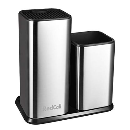RedCall Kitchen Knife Holder,Stainless Steel Universal Knife Block Without Knives for Countertop,Modern Knife Utensil Holder for Counter,Edge-Protect Knife Storage Organizer (Stainless Steel (Silver))