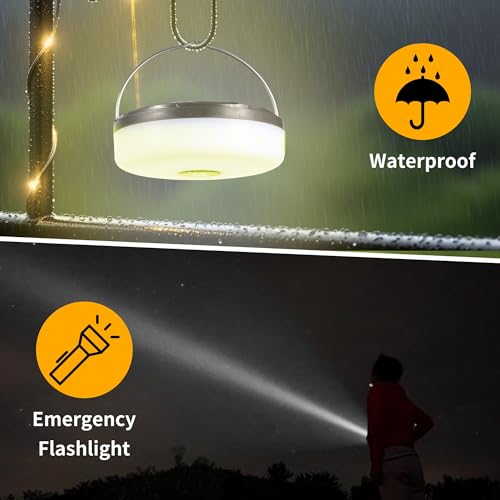2-Pack Camping String Lights, 4-in-1 Quick-Closing, 32.8-Foot Rechargeable Tent Lights, 8 Lighting Modes, Portable LED Lights, Christmas Fairy Lights Party Decorations Camping Essentials - size: 2