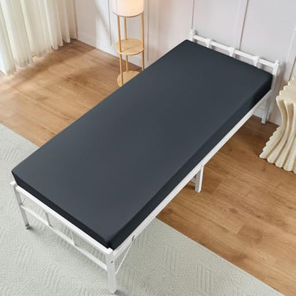 VACVELT Cot Fitted Sheet, 31 x 75 Inch Charcoal Black Cot Sheets, Ultra Soft and Breathable Microfiber Bed Cover Snug Fit for Narrow Twin/RV Bunk/Camper Bunk/Guest Beds/Trifold Mattress - color: Charcoal Black