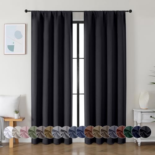 Simplebrand Ava Halloween Black Blackout Curtains for Bedroom, 2 Panels Set, 72 Inch Length, Privacy Thermal Insulated Rod Pocket Window Curtains for Patio French Door, W40 x L72 Inch - color: Black, size: 40"W x 72"L (Pack of 2)