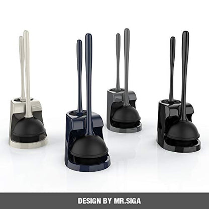 MR.SIGA Toilet Plunger and Bowl Brush Combo for Bathroom Cleaning, Gray, 1 Set - color: Gray