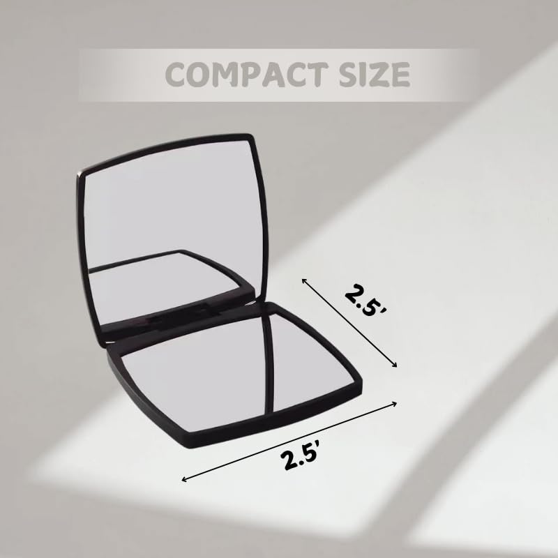 Vanity Mirror - Elegant Foldable Compact Cosmetic Mirror for Travel (Black)