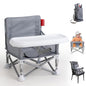 Tiny Marvels Baby Chair, Portable & Foldable for Travel & Beach, Ages 6M-3Y | BPA-Free Material, 3-Point Harness, 3-in-1 Baby Chair, Removable Tray & Carry Bag, Sturdy with Reinforcement, Non-Slip Feet - color: Grey