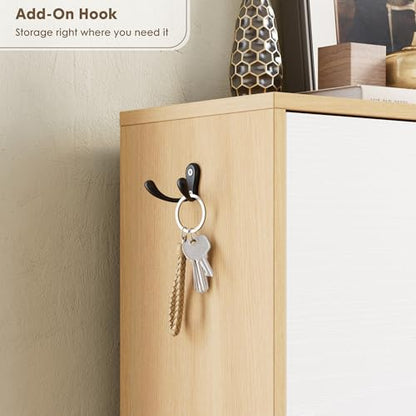 Nicetree Shoe Storage Cabinet for Entryway, Modern Shoe Cabinet, Freestanding Shoe Rack Cabinet, Hidden Shoe Dresser for Hallway,Foyer, Natural Oak and White - color: Natural Oak and White, style: 3-Drawers