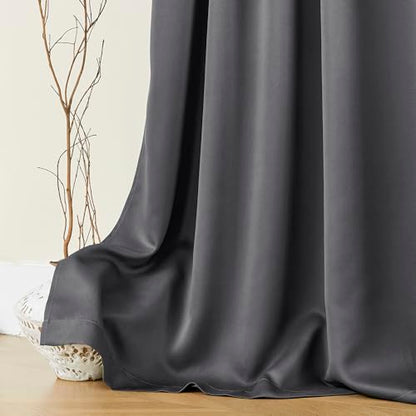 SHINELAND Thermal Insulated Energy Efficient Blackout Curtains, 72 Inch Long Black Out Drapes for Bedroom Living Room, Dark Grey - color: Dark Grey, size: 52"W x 72"L (Pack of 2)