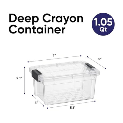 Superio Mini Storage Container Plastic Crayon Box Art Supplies and Sewing Case Stackable Clear Small Organizer for Beads, Stationery, Chalk, and Food, 1.05 Quart, 2 Pack - size: 1.05 Quarts, style: 2 Pack