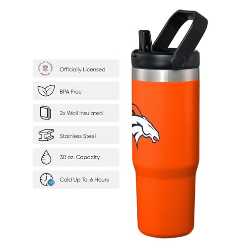 FOCO Unisex NFL Team Logo Insulated Travel Mug 30oz Straw Tumbler