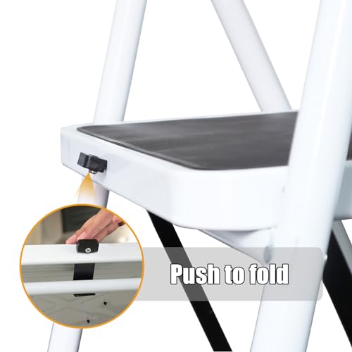 Big Red 3 Step Ladder, 400lbs Ergonomic Folding Stool with Anti-Slip Pedal, Step Stool with Padded Handle for Kitchen, Household, Offices, ATRJZ9023BR, Torin - style: 3 Step Ladder