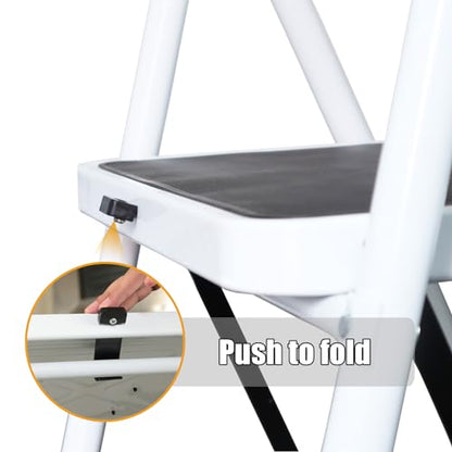 Big Red 3 Step Ladder, 400lbs Ergonomic Folding Stool with Anti-Slip Pedal, Step Stool with Padded Handle for Kitchen, Household, Offices, ATRJZ9023BR, Torin - style: 3 Step Ladder