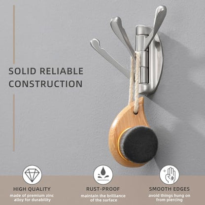Angle Simple Bathroom Towel Hook, Metal Foldable Swivel Hook, Robe Coat Hanger for Wall, Brushed Nickel - color: Brushed Nickel, size: 1 Pack