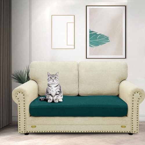 ZNSAYOTX Stretch Cushion Covers Sofa Loveseat Cushion Couch Seat Covers Slipcovers Soft Replacement Unique Pattern Furniture Protector with Elastic Bottom (Blackish Green, 1 Pc 2-Seat Cushion Cover) - color: Blackish Green, size: 1 Cushion Loveseat