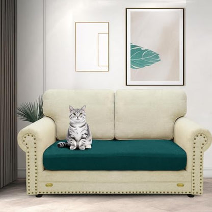 ZNSAYOTX Stretch Cushion Covers Sofa Loveseat Cushion Couch Seat Covers Slipcovers Soft Replacement Unique Pattern Furniture Protector with Elastic Bottom (Blackish Green, 1 Pc 2-Seat Cushion Cover) - color: Blackish Green, size: 1 Cushion Loveseat