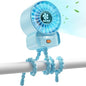 AMTIFO Blue Baby Fan - USB Rechargeable, Quiet, Adjustable Speed, Portable Cooling Fan for Baby Stroller, Car Seats, Nurseries, and Outdoor Activities - Long Battery Life, Turbo Airflow - color: Blue