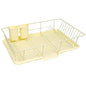 Sweet Home Collection Space-Saving 3-Piece Dish Drainer Rack Set: Efficient Kitchen Organizer for Quick Drying and Storage - Includes Cutlery Holder and Drainboard - Maximize Countertop Space, Yellow - color: Yellow