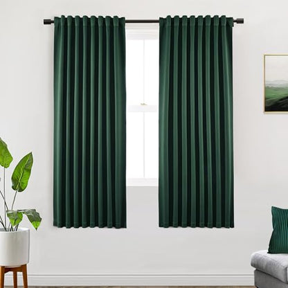SHINELAND Black Out Living Room Darkening Curtains 72 Inches Long Emerald Green Bedroom Curtains,Blackout Curtains for Living Room 72 Inch Length 2 Panels Set Back Tab/Rod Pocket - color: Emerald Green, size: 52"W x 72"L (Pack of 2)