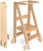 OCODILE Adjustable Foldable Toddler Tower – Folding Tower for Kids | Montessori Toddler Kitchen Step Stool Helper for Independence - Varnished - color: 3 - Varnished
