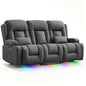 TUNYI Power Loveseat Recliner Sofa with Massage & Heat Home Theater Seating with Console RV Recliner Loveseat Sofa with USB/Storage/Side Pocket/LED Light/Speaker (Dark Grey, 3 Seat) - color: Dark Grey, size: 3 Seat