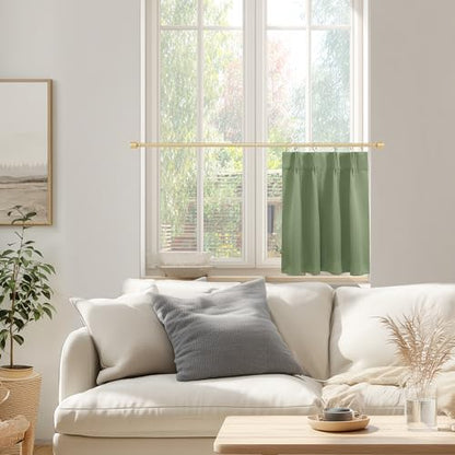 Lino Rosa Small Window Curtains 18 Inch, Blackout Pinch Pleat Cafe Mini Half Curtains for Kitchen, RV Camper & Bathroom Window, Sage Green - color: Sage Green, size: 24"W x 18"L (Pack of 1)