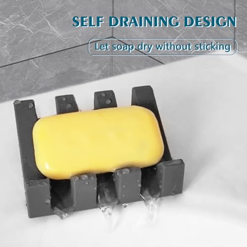 Soap Dish Holder for Shower with Suction Cup, Silicone Soap Holder & Saver Self-Draining Bar Soap Dish Keeps Soap Dry for Bathroom, Kitchen, Bathtub, Extends Soap Life (Grey-1Pack) - color: Grey - 1 Pack