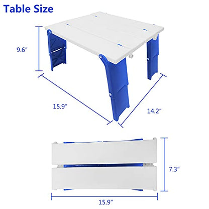 Modern-Depo 15.9"x14.2"x9.6" Large Portable Folding Beach Table for Sand Foldable Height Adjustable Side Table Desk for Camping Picnic BBQ with Carry Bag, Blue