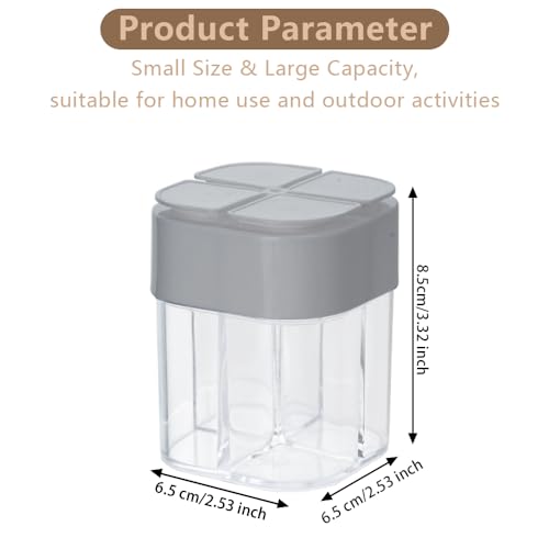 4pcs Spice Jars, 4 in 1 Salt and Pepper Shakers with Flip Top Cap, Portable Seasoning Container for Outdoor, Camping, BBQ, Spice Containers for Salt, Sugar, Pepper, Cumin