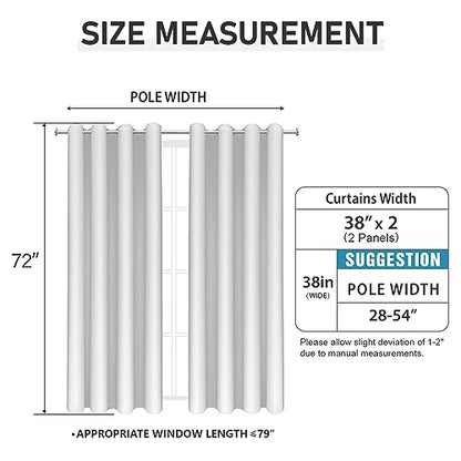 BUHUA 72 Inch Length Curtains, Insulated Blackout Curtains, Grommet Top Bedroom Curtains 2 Panels Set with Elegant Silver Tree Branches Print, 38W x 72L, Greyish White - color: Greyish White, size: 38"W x 72"L (Pack of 2)