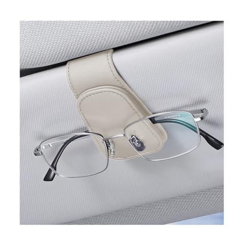 zipelo Sunglasses Holder for Car Sun Visor, Vehicle Magnetic Leather Eyeglass Hanger, Sun Glasses Mount Clip on Visors, Ticket Card Cash Organizer, Auto Interior Accessories (Light Beige, 1 PCS) - color: Light Beige, size: 1 PCS