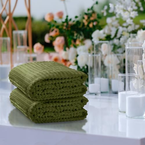 Buryeah 6 Pcs Flannel Throw Blanket Bulk 50 x 60 in Sleepover Blanket Outdoor Wedding Throw Lightweight, Oeko-tex Standard 100 Certified for Sofa Homeless Gifts (Army Green) - color: Army Green