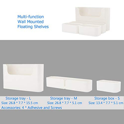 Floating Shelf Wall Mounted Non-Drilling Adhesive Bathroom Organizer Ledge Shelf for Home Decor