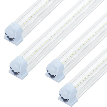 4FT LED Shop Lights, 4 Pack T8 50W 9600LM 6000K Linkable LED Garage Lights Ceiling, Work Light, Plug & Play Energy-Saving Workshop Lighting for Warehouse Basement Classroom(V2) - size: V2-4FT-4PCS