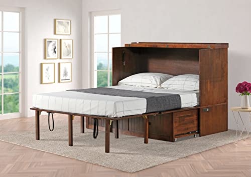Mega Solutions Murphybedz Tuscany Murphy Cabinet Chest Bed with Charging Station 6 Inch (Tobacco, Queen) - color: Tobacco, size: Queen (U.S. Standard)