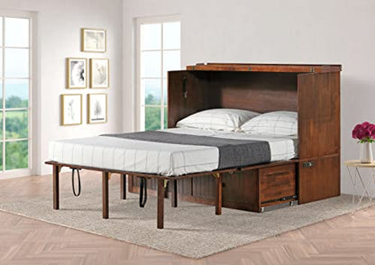 Mega Solutions Murphybedz Tuscany Murphy Cabinet Chest Bed with Charging Station 6 Inch (Tobacco, Queen) - color: Tobacco, size: Queen (U.S. Standard)