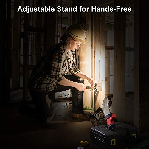YIERBLUE Rechargeable Spotlight Flashlight with 2000,000 High Lumen LED, IP67 Waterproof Long Running Spot Light searchlight, Impact Resistant Handheld Spotlight with Foldable Stand and Red Lens - color: Red